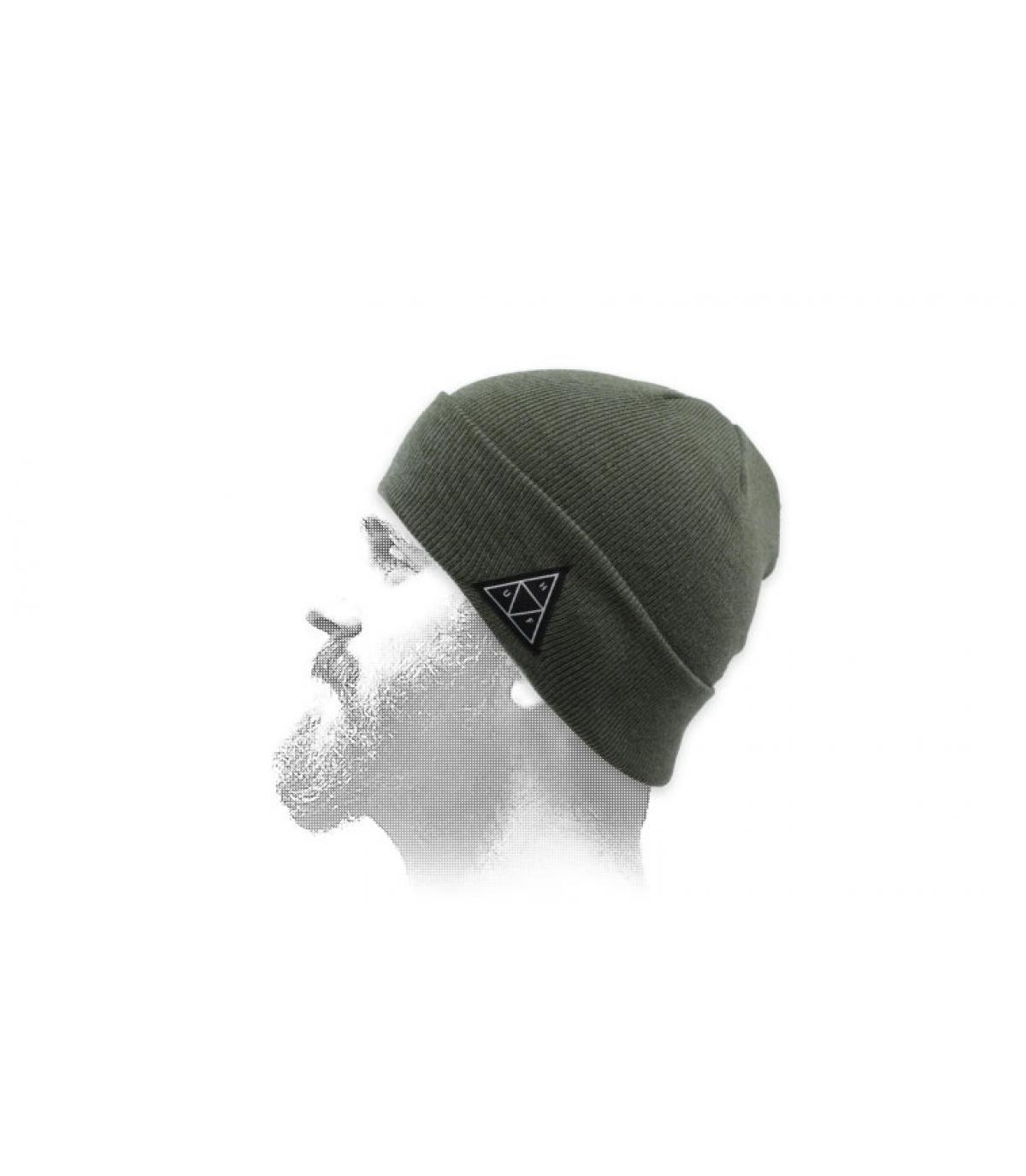 bonnet revers Huf vert Triple Triangle Beanie deep olive